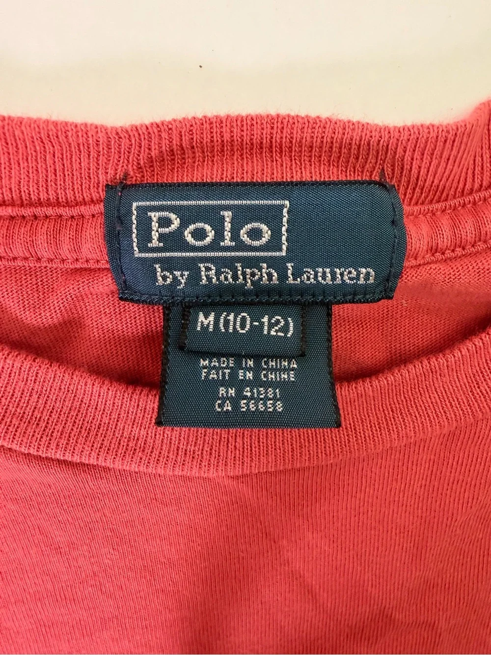 Ralph Lauren dark salmon Short-Sleeve size 10-12 Crewneck Tee with Navy Pony